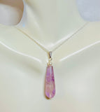 Sterling Silver and Genuine Gemstone 10 x 30mm Teardrop with 5mm Freshwater Pearl Pendant on 18" Chain