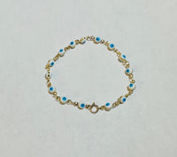 Yellow Gold Filled Evil Eye Protection Bracelet (Available in 6", 7", 8" or 9")