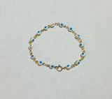 Yellow Gold Filled Evil Eye Protection Bracelet (Available in 6", 7", 8" or 9")