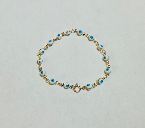 Yellow Gold Filled Evil Eye Protection Bracelet (Available in 6", 7", 8" or 9")