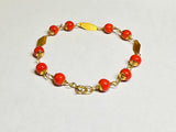 10 Karat Yellow Gold 5mm Simulated Coral 6 1/2" Children's Bracelet