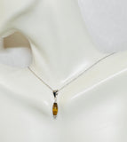 Sterling Silver and Genuine Tiger's Eye Pendant with 18" Cable Link Chain (Round Bead or Barrel)