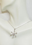 Sterling Silver Rhodium-plated Genuine Diamond Snowflake Pendant with 18" Cable Link Chain