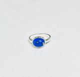 Sterling Silver Genuine Oval Lapis Lazuli 10mm x 8mm Cabochon Ladies Ring