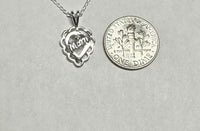 Sterling Silver & Genuine Diamond "MOM" Heart Pendant with 18" Chain