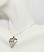 Sterling Silver & Genuine Diamond "MOM" Heart Pendant with 18" Cable Chain