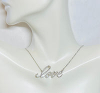 Sterling Silver 1/10 CTW Genuine Natural Diamond "Love" 18" Necklace