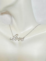 Sterling Silver 1/10 CTW Genuine Natural Diamond "Love" 18" Necklace