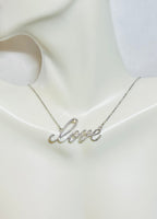 Sterling Silver 1/10 CTW Genuine Natural Diamond "Love" 18" Necklace