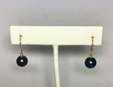 14Kt Yellow Gold 9mm Freshwater Cultured Black Pearl Dangle Wire Earrings