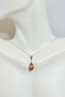 Sterling Silver Brown Goldstone "Venturina" Faceted Pendant with 18" Cable Link Chain