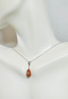 Sterling Silver Brown Goldstone "Venturina" Faceted Pendant with 18" Cable Link Chain