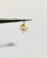 14 Karat Yellow Gold and Genuine 8mm Freshwater Pearl Circle Spinner Pendant