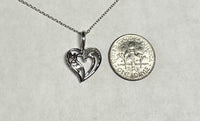 Sterling Silver & Genuine Diamond "MOM" Heart Pendant with 18" Cable Link Chain