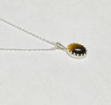 Sterling Silver 10 x 8mm Genuine Tiger's Eye Crown Style Pendant (Available with or without chain)