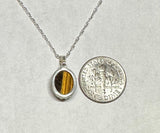 Sterling Silver 10 x 8mm Genuine Tiger's Eye Crown Style Pendant (Available with or without chain)