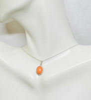 Sterling Silver 10 x 8mm Genuine Pink Coral Crown Style Pendant (Available with or without chain)