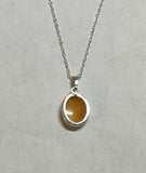 Sterling Silver 10 x 8mm Oval Shell Traditional Lady Cameo Crown Style Pendant with 18" Chain