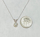 18 Karat White Gold 6mm Saltwater Akoya Pearl Pendant (Available with or w/o 14K chain)