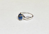 Sterling Silver Genuine 10 x 8mm Oval Cabochon Lapis Lazuli & Diamond Ladies Ring