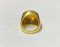 Vintage 18K Yellow Gold Ring w/Enameled 1913 2.50 Dollars Indian Head Gold Coin & Diamonds