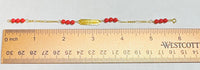 10 Karat Yellow Gold Genuine 4mm Red Coral 6" Figaro Link "Dios Me Bendiga OR God Bless Me" Baby Bracelet