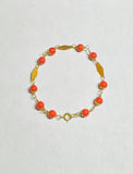 10 Karat Yellow Gold 5mm Simulated Coral 6 1/2" Children's Bracelet