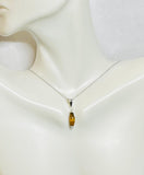 Sterling Silver and Genuine Tiger's Eye Pendant with 18" Cable Link Chain (Round Bead or Barrel)