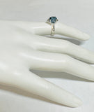 Vintage NOS 1970's 8 x 6mm Oval Genuine London Blue Topaz Ladies Rhomboid Ring