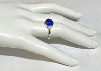 Sterling Silver Genuine Oval Lapis Lazuli 10mm x 8mm Cabochon Ladies Ring