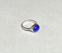 Sterling Silver Genuine Oval Lapis Lazuli 10mm x 8mm Cabochon Ladies Ring