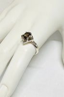 Vintage NOS 1970's 8 x 6mm Oval Genuine Smoky Quartz Ladies Rhomboid Ring