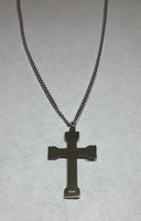 Vintage NOS 1960's INRI Sterling Cucifix Cross Religious Charm CHAPEL Brand Pendant with Stainless Steel Chain