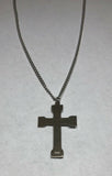 Vintage NOS 1960's INRI Sterling Cucifix Cross Religious Charm CHAPEL Brand Pendant with Stainless Steel Chain