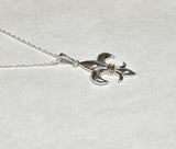 Sterling Silver & 14 Karat Yellow Gold Polished Fleur de Lis Pendant (Available with or without chain)