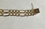 18K Yellow Gold-plated Sterling Silver 2-Strand 7mm Pavé Figaro Our Lady of Guadalupe ID 8" Bracelet