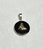 Sterling Silver and 10 Karat Yellow Gold Sailboat on Genuine Black Onyx Coin Pendant