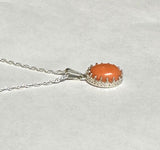 Sterling Silver 10 x 8mm Genuine Pink Coral Crown Style Pendant (Available with or without chain)