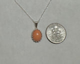 Sterling Silver 10 x 8mm Genuine Pink Coral Crown Style Pendant (Available with or without chain)