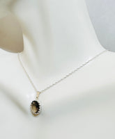 Sterling Silver 10 x 8mm Genuine Smoky Quartz Crown Style Pendant (Available with or without chain)