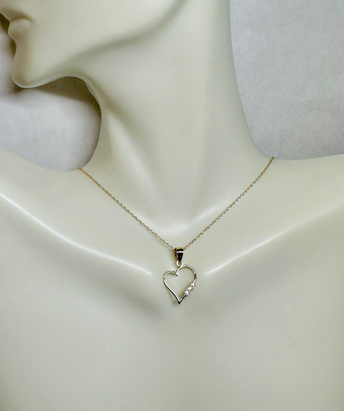 10 Karat Yellow Gold Cubic Zirconia Heart Pendant (Available with or without chain)