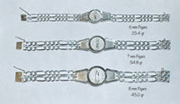 Sterling Silver Figaro Link Our Lady of Guadalupe ID 8" Bracelet (3 widths available)