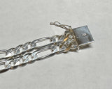 Sterling Silver Figaro Link Our Lady of Guadalupe ID 8" Bracelet (3 widths available)