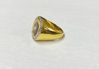 Vintage 18K Yellow Gold Ring w/Enameled 1913 2.50 Dollars Indian Head Gold Coin & Diamonds