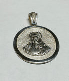 Sterling Silver Sacred Heart of Jesus "Sagrado Corazon de Jesus" 44mm (1.74") Round Medal