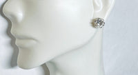 Vintage NOS 1970's Buttercup Stud Earrings with Synthetic White Sapphires (1.50 carats total weight)