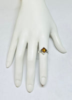 Vintage NOS 1970's 8 x 6mm Oval Genuine Citrine Ladies Rhomboid Ring