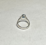 Vintage NOS 1970's 8 x 6mm Oval Genuine London Blue Topaz Ladies Rhomboid Ring