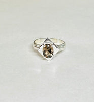 Vintage NOS 1970's 8 x 6mm Oval Genuine Smoky Quartz Ladies Rhomboid Ring