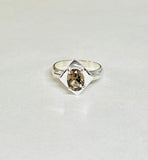 Vintage NOS 1970's 8 x 6mm Oval Genuine Smoky Quartz Ladies Rhomboid Ring